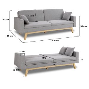 Sofa cama REINE – 72 Sofá cama reine Gris Azul gris claro