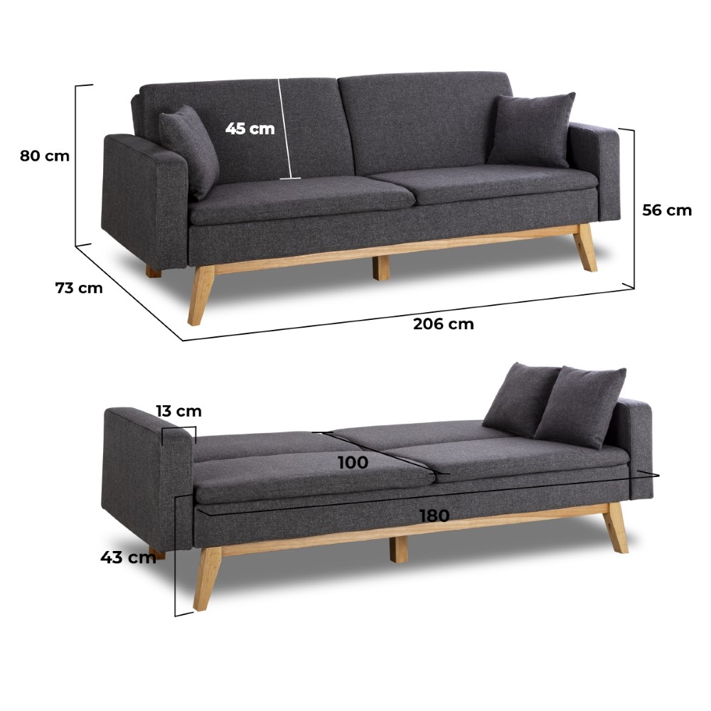 Sofá-cama reine Marengo Cinzento