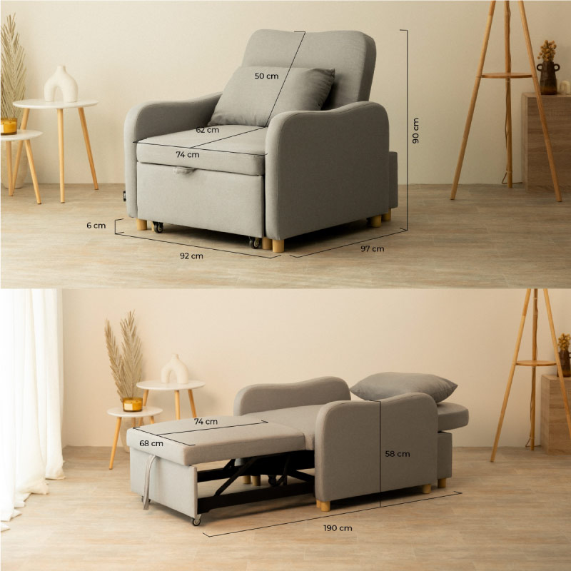 Sillón cama buddy gris claro