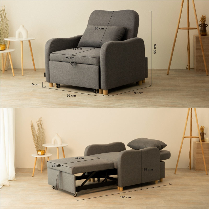 Sillón cama buddy gris oscuro