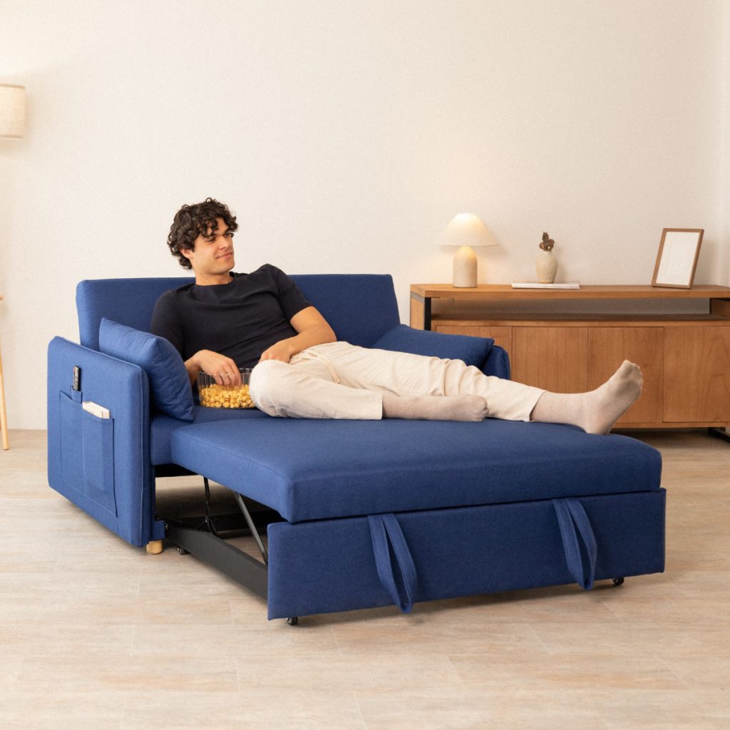 Sofá-cama de 2 lugares Nalui Nest 2 azul-marinho
