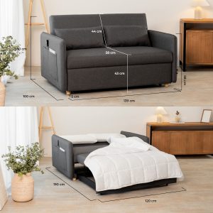 Sofá cama Nalui Nest 2 – 140 Sofá Cama 2 plazas Nalui Nest 2 Gris Oscuro