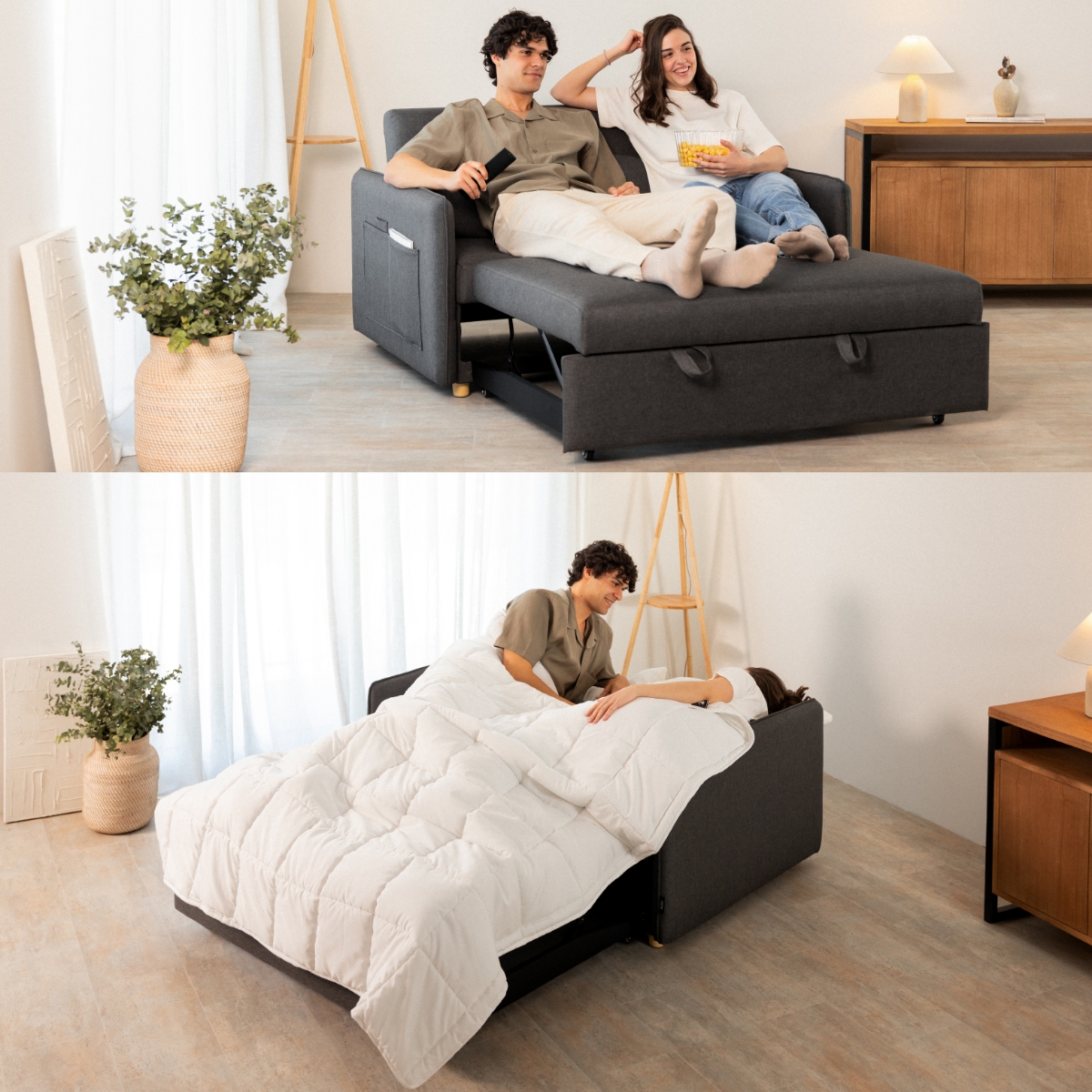 Sofá Cama 2 plazas Nalui Nest 2 Gris Oscuro