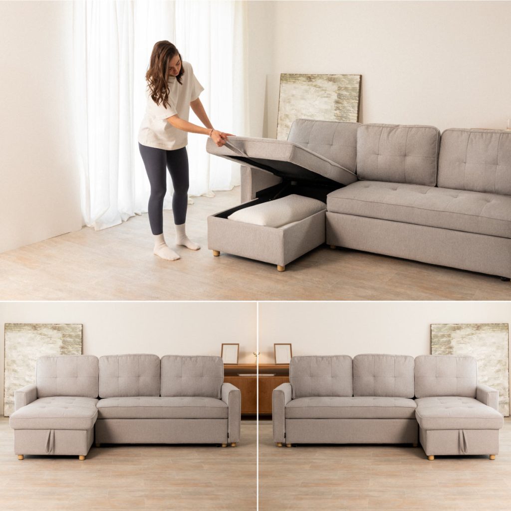 Sofá-cama de 2 lugares Nalui Nest 2 Cinzento claro