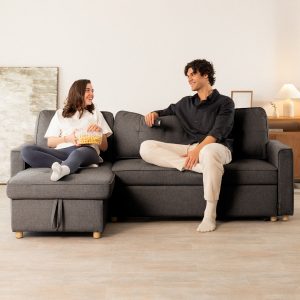 Amazon_Sofa cama 3 plazas_HAVEN – 38 sofá cama 3 plazas chaiselongue Haven Gris oscuro