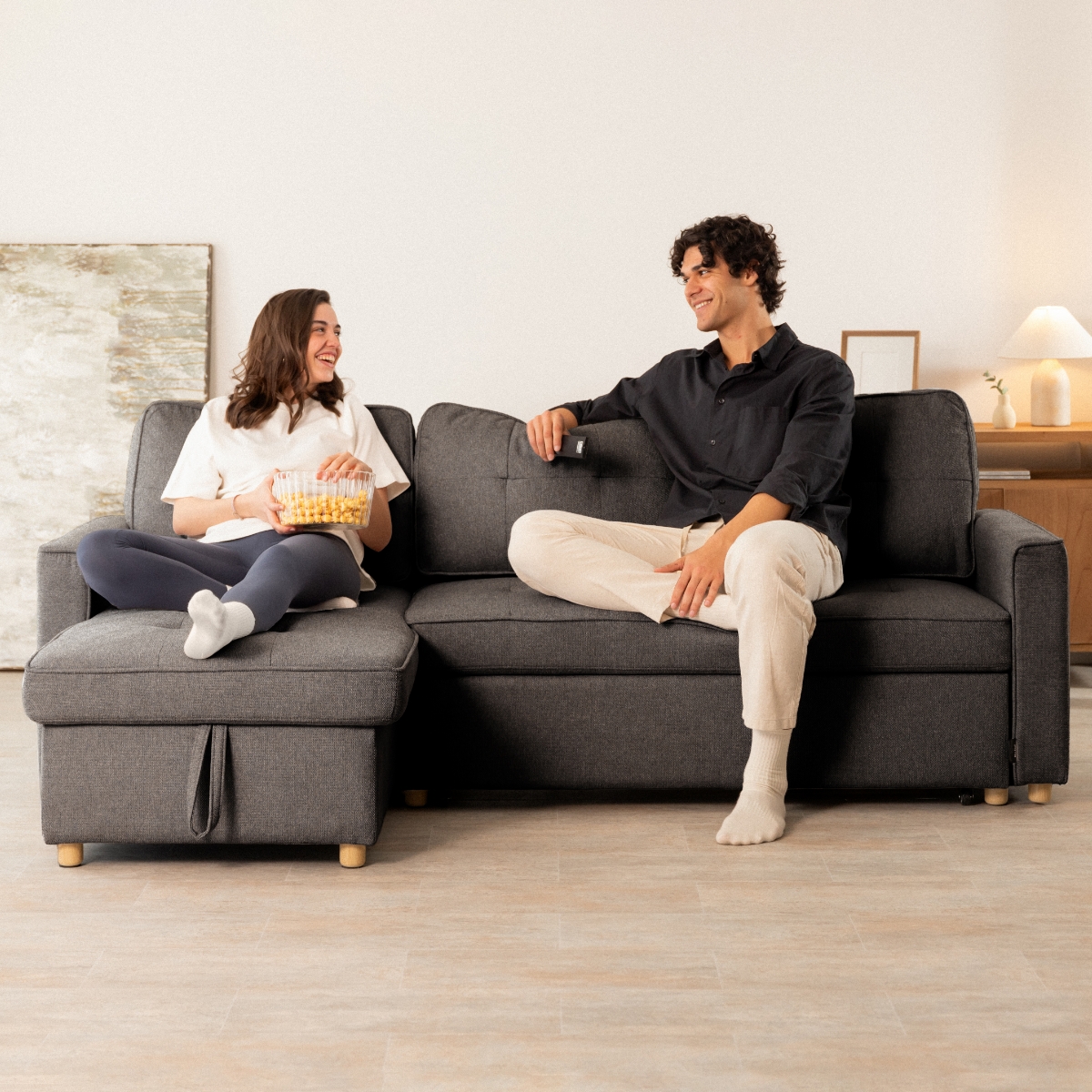 sofá cama 3 plazas chaiselongue Haven Gris oscuro