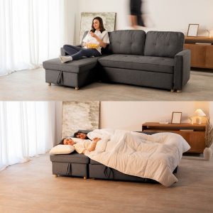 Amazon_Sofa cama 3 plazas_HAVEN – 46 sofá cama 3 plazas chaiselongue Haven Gris oscuro