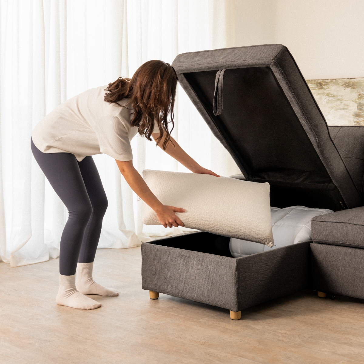 sofá cama 3 plazas chaiselongue Haven Gris oscuro