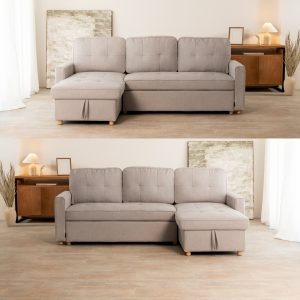 Amazon_Sofa cama 3 plazas_HAVEN – 53 sofá cama 3 plazas chaiselongue Haven Gris claro