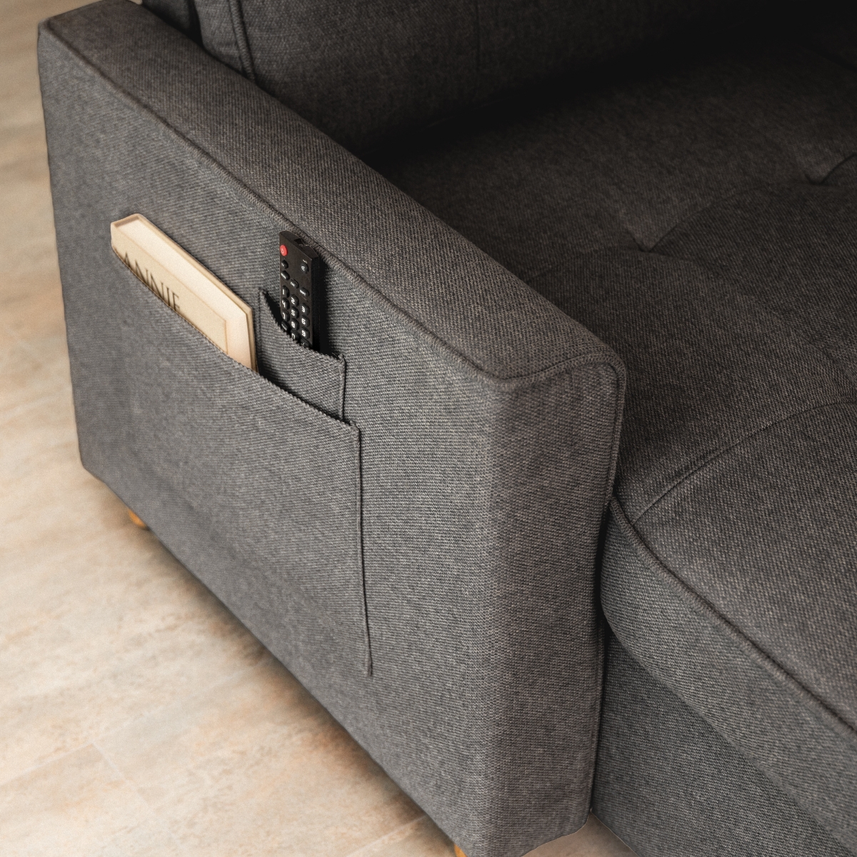 sofá cama 3 plazas chaiselongue Haven Gris oscuro
