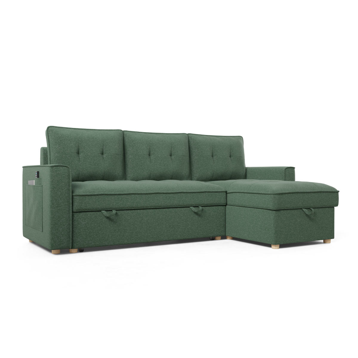 sofá cama 3 plazas chaiselongue Haven Verde oscuro
