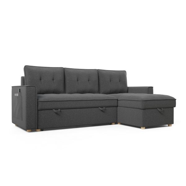 sofá cama 3 plazas chaiselongue Haven Gris oscuro