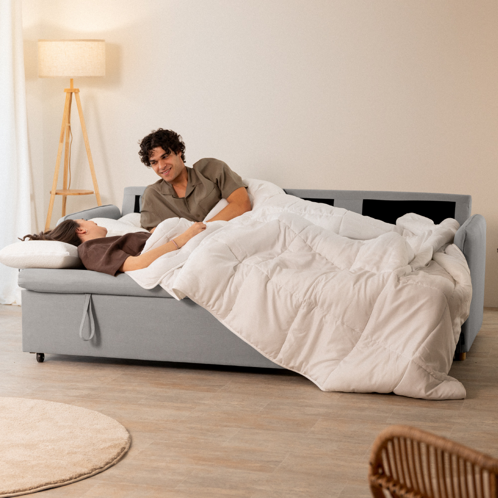 Nalui Nest Sofá-cama de 3 lugares 3 Cinzento claro