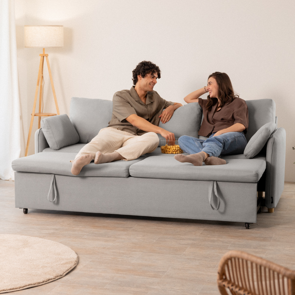 Nalui Nest Sofá-cama de 3 lugares 3 Cinzento claro