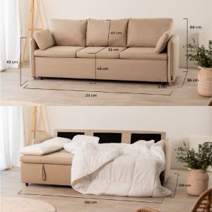 Mesa de trabajo 1 copia-100 Sofá Cama 3 plazas Nalui Nest 3 Beige