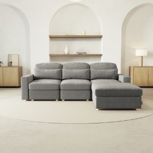 Mesa de trabajo 16-100 Sofá Modular Chaiselongue 2 plazas Nalui Bloom Gris Oscuro con puff