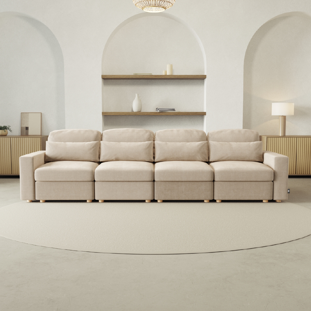 Sofá Modular Chaiselongue 4 plazas Nalui Bloom Beige Claro