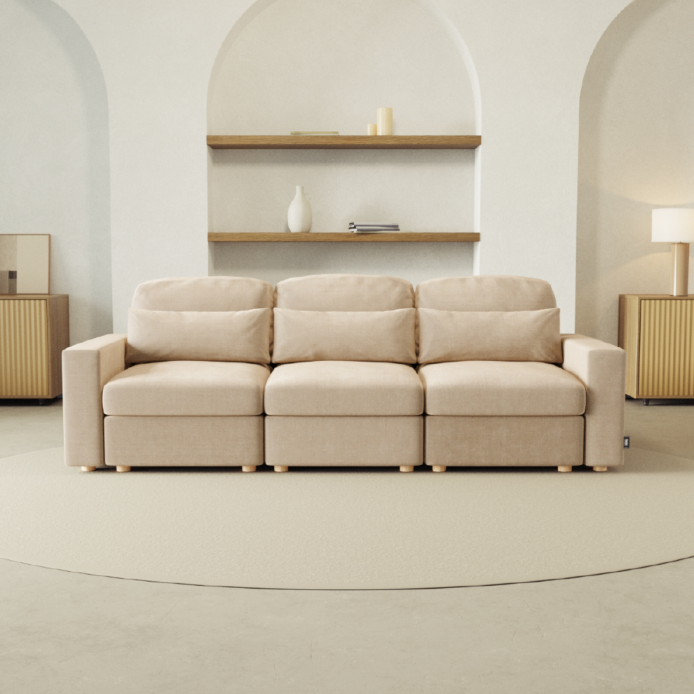 Sofá Modular Chaiselongue 3 plazas Nalui Bloom Beige Claro