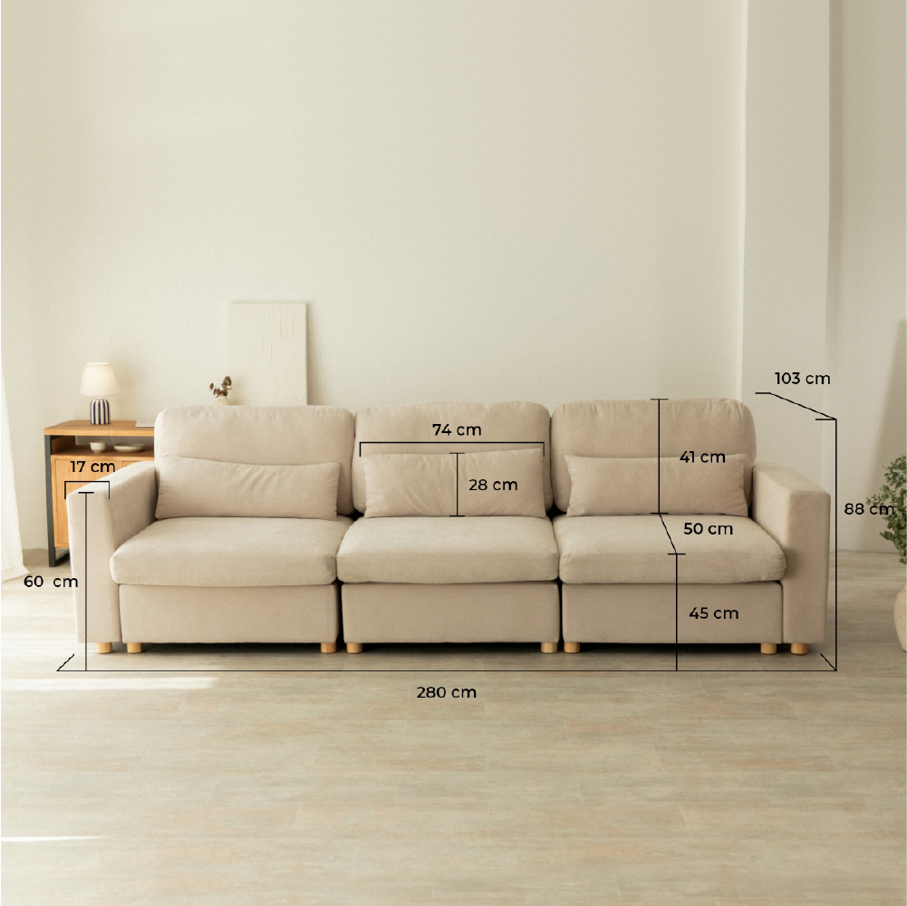 Sofá Modular Chaiselongue 3 plazas Nalui Bloom Beige Claro
