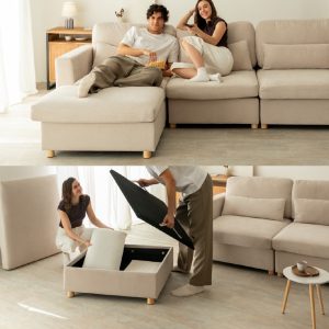 Mesa de trabajo 20-100 Sofá Modular Chaiselongue 3 plazas Nalui Bloom Beige Claro