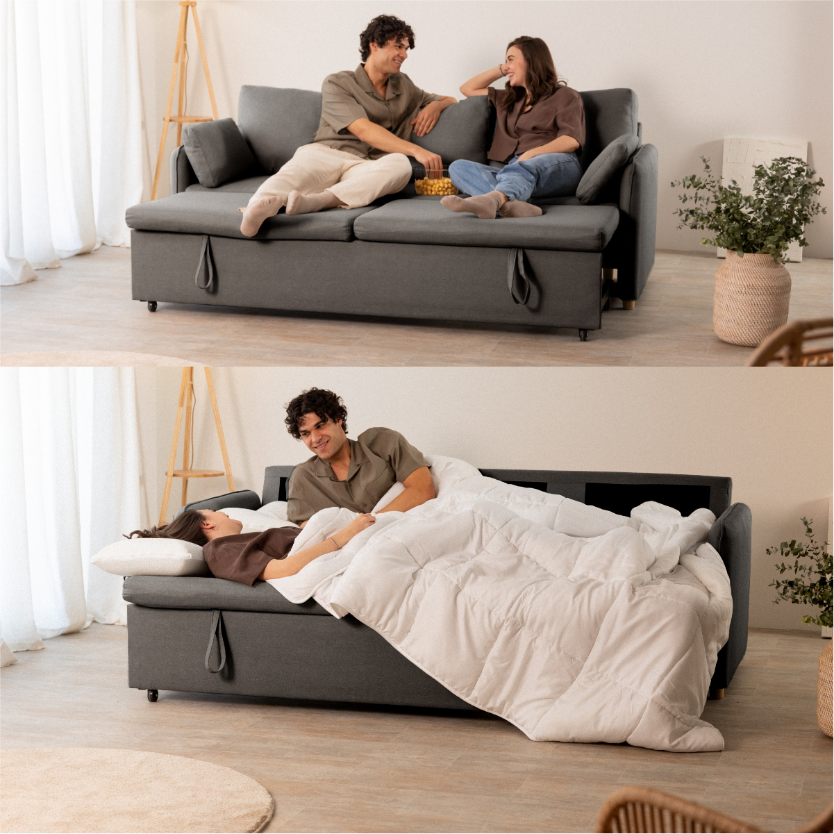 Sofá Cama 3 plazas Nalui Nest 3 Gris Oscuro