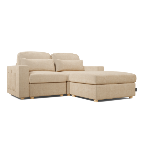 Sofá Modular 2 plazas Nalui Bloom Beige Claro con Puff