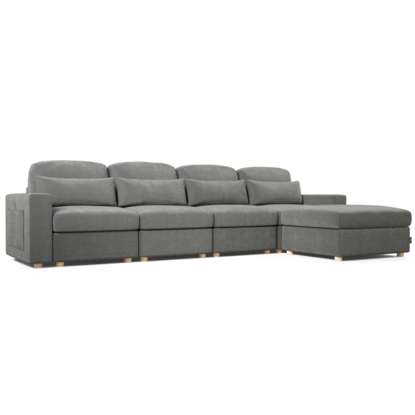 Sofá Modular Chaiselongue 4 plazas Nalui Bloom Gris Oscuro