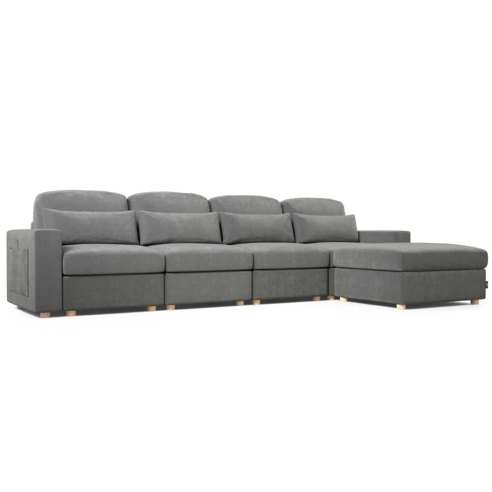 Sofá Modular Chaiselongue 4 plazas Nalui Bloom Gris Oscuro