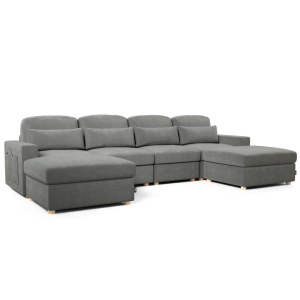 Sofá-modular-BLOOMx3-–-103 Sofá Modular Chaiselongue 4 plazas Nalui Bloom Gris Oscuro con 2 puff