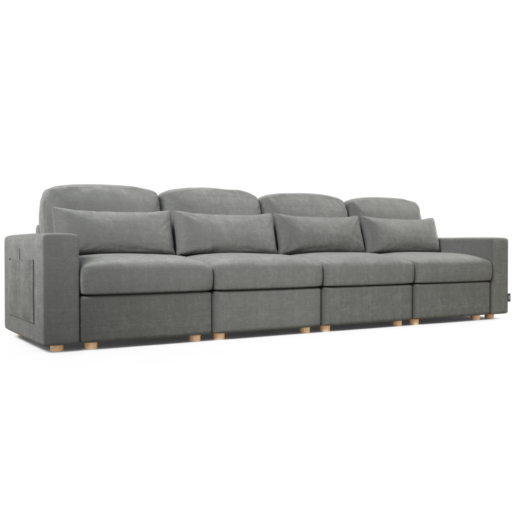 Sofá Modular Chaiselongue 4 plazas Nalui Bloom Gris Oscuro