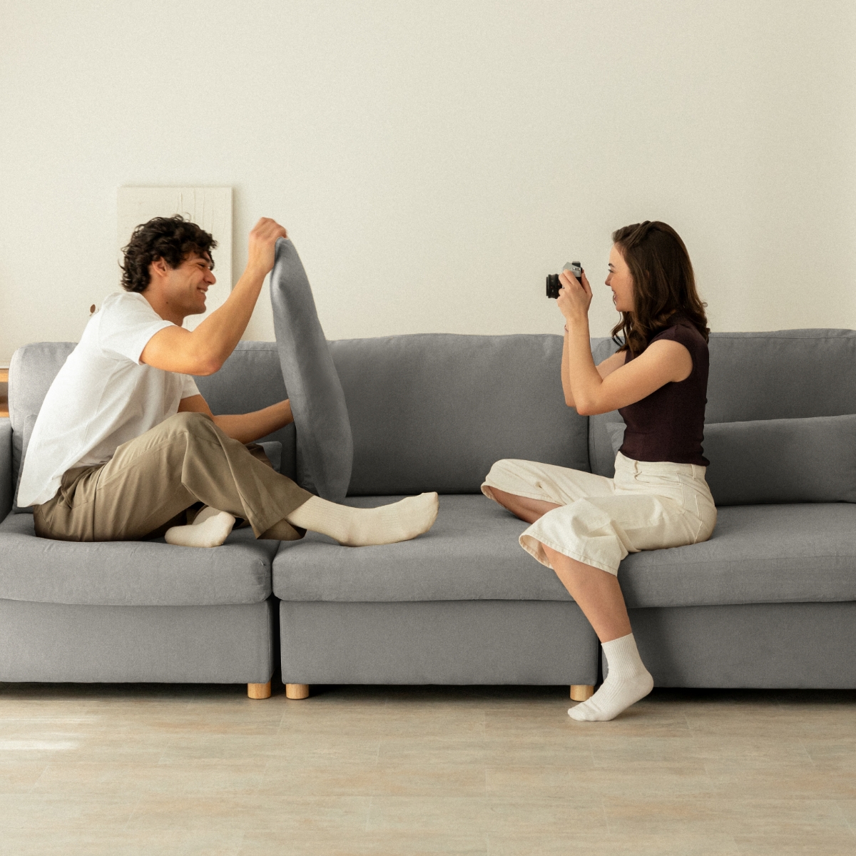 Sofá Modular Chaiselongue 3 plazas Nalui Bloom Gris Oscuro