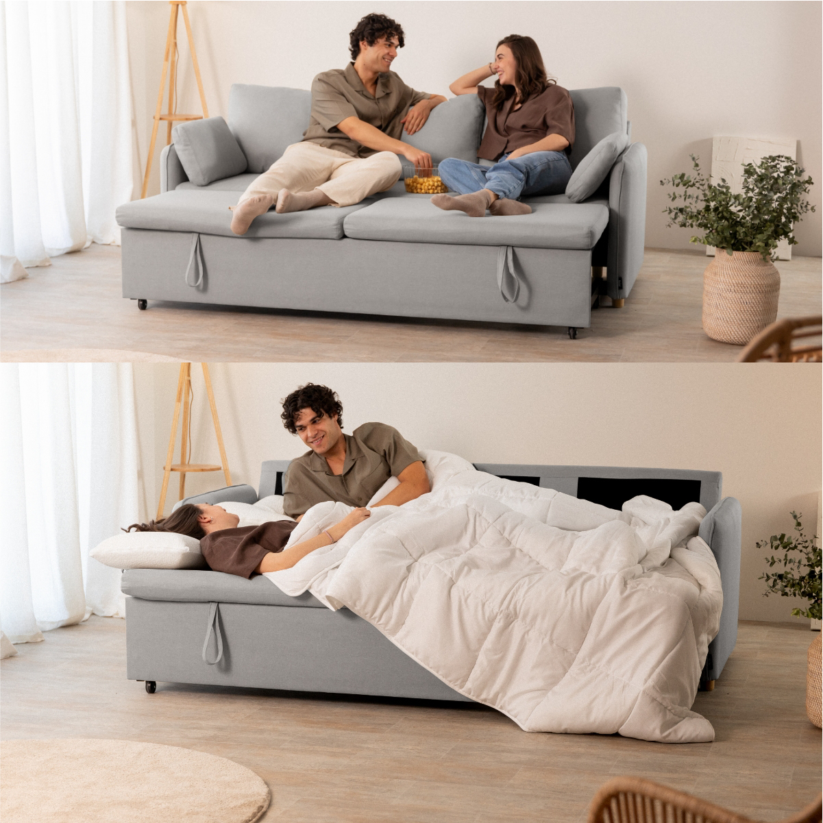Sofá Cama 3 plazas Nalui Nest 3 Gris Claro
